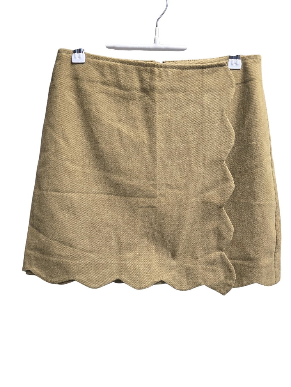 100% Cotton Francesca's Mi Ami Scallop Hem Mini Skirt - Tan Sz.S NWT
